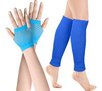 SATINIOR 2 Stück Neon Beinstulpen und Netzhandschuhe für 80er
