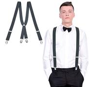 SATINIOR Hosenträger Herren Schmal X-Form Clips Verstellbar Elastisch Anzug