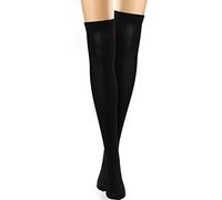 SATINIOR Über Knie Schenkel Socken Kniehohe Socken Schenkelhohe Strümpfe Lange Baumwollsocken (Schwarz, 23,6 Zoll)