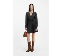 BOSS Midikleid aus Satin in Knitter-Optik - Style C_Deply, 50553594 Dunkelgrau 38