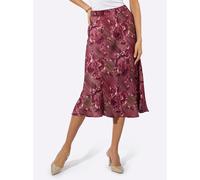 Satinrock CREATION L, Damen, Gr. 52, rot (bordeaux, braun, bedruckt), 100% Viskose, geblümt, gemustert, wadenlang, Röcke (99609618-52) bordeaux, braun, bedruckt