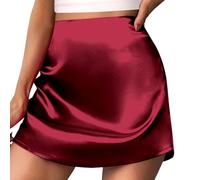 Satinrock Damen Mit Zip, Hosenrock Damen Kurz Sommer, Kurze Rock Sexy Mini Satin Sommerrock Leicht Shorts Weites Bein Y2k a Linien Rock Mit Hose Drunter Elegant Skort Freizeit Culotte Röcke