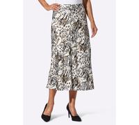 Satinrock LADY, Damen, Gr. 38, ecru, schwarz, bedruckt, 100% Viskose, bedruckt, gemustert, mehrfarbig, wadenlang, Röcke (57504453-38) ecru, schwarz, bedruckt