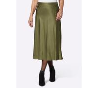 Satinrock LADY, Damen, Gr. 42, grün (oliv), 100% Viskose, unifarben, wadenlang, Röcke (23356521-42) oliv
