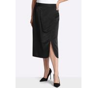 Satinrock SHEEGO, Damen, Gr. 46, schwarz, 74% Viskose, 26% Polyester, unifarben, wadenlang, Röcke (10673025-46) schwarz