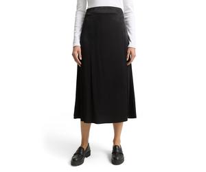 Satinrock TOM TAILOR "High waist maxi", Damen, Gr. 36, deep schwarz, Satin, Obermaterial: 62% Viskose, 38% Polyester, unifarben, regular fit kniebedeckend, Röcke, mit verdecktem Reißverschluss (869648