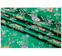 Satinstoff meterware Begonia Blume Jacquard Brokat Stoff 75cm Breit Meterware Für Kleidung Handarbeit Taschen Kissen Cheongsam(Color:grün)