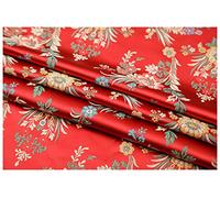 Satinstoff meterware Begonia Blume Jacquard Brokat Stoff 75cm Breit Meterware Für Kleidung Handarbeit Taschen Kissen Cheongsam(Color:rot)
