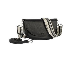 Satteltasche GABOR "Linda Summer", Damen, Gr. B/H/T: 25,5cm x 16,5cm x 9cm, schwarz, Lederimitat, clean, gepflegt, unifarben, Taschen, Damen Umhängetasche, Schultertasche mit dezentem Logo (39462800-0