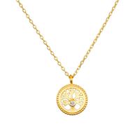 Satya Jewelry Kette Firmly Rooted White Topaz Tree of Life, vergoldet
