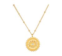 Satya Jewelry Kette True Visionary White Topaz Evil Eye Coin, vergoldet