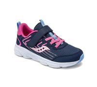 Saucony Unisex-Kinder Wind 3.0 Sneaker mit alternativem Verschluss, Navy/Pink, 33.5 EU Wide