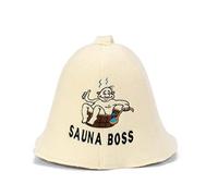 SAUNA GURU BOSS HAT - 100% Bio Wollfilz Cap Banya Haarschutz bestickt russisches Accessoire Raumaccessoire Geschenke für Damen und Herren