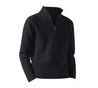 SAUTRV Herren Herbst/Winter Solid Quarter Zipper Sweater Casual Stehkragen Pullover Strick Stehkragen Pullover Sweater Mantel Wolle Radfahren Sweater, Schwarz , XL