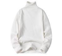SAUTRV Winter-Rollkragenpullover und Fleece, verdickt, warm, Strickpullover für Herren, langer Herrenmantel, Wolle, weiß, 3XL