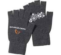 Savage-Gear Knitted Half Finger Glove Dark Grey Melange Größe M