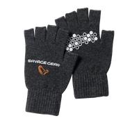 Savage Gear Knitted Half Finger Glove Dark Grey Melange Large