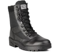 Savage Island Leder Stiefel Kampfstiefel Einsatzstiefel mit Reissverschluss Militär Bundeswehr Wandern Tactical Boot Schwarz