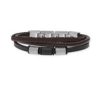 Save Brave Flynn geflochtenes braunes Leder Herren Armband mit Klappverschluss aus Edelstahl - in der Länge erweiterbar 18,5 + 3cm - ohne Nickel und Blei - inkl. Schmuckverpackung