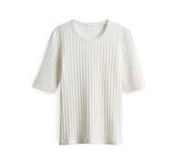Opus Fashion Damen T-Shirt Savka Ripp-Optik, Slim Fit, Baumwoll-Mix Weiß Größe 38