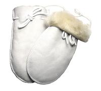 SAWA-ART Baby Fäustel Handschuhe aus Lammfell für Mädchen und Jungen weiss-Gr.0