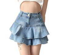 Sawmew Damen A-Linie Hohe Taille Gothic Rock Falten Gothic Y2k Punk Mini Plaid Röcke Harajuku E-Girl 90er Jahre Mode Kurzer Rock (Color : Blue, Size : L)