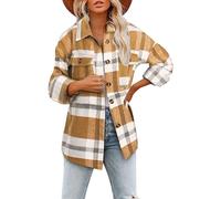 Sawmew Flannel Hemd Frauen Kariert Flanellhemd Damen Jacke Oversize Mantel HolzfäLler Hemdjacke Karierte Warm Langarmshirt Frühling Winter Flanell Lang Oberteil Langarm Bluse Locker Shirt Top