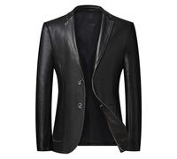 Sawmew Herren Große Größe Lederjacke Leder-Sakko Slim Fit Anzugjacken Blazer Eleganter Freizeitanzug Einreihig 2 Knopf Lederanzug Jacke Casual Fashion Lederjacke XL-7XL(4XL)