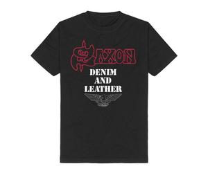 Saxon Denim & Leather T-Shirt schwarz in M