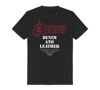 Saxon Denim & Leather T-Shirt schwarz in XXL