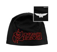 Saxon Mütze Beanie Cap Wheels of Steel Eagle Band Logo offiziell Nue Schwarz One One Size