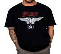 Saxon Wheels of Steel Crusader Power and The Glory Mens T-Shirt Black Unisex Tee XL