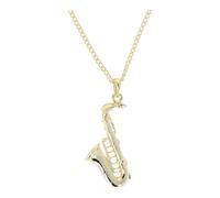 Saxophon-Anhänger, mit Kette, vergoldet