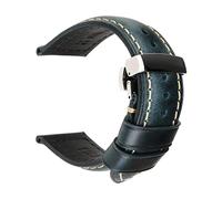 SAXTZDS 18mm - 26mm Uhrenarmband aus echtem Leder Vintage-Lederarmband für Herren mit Butterfly-Schließe, Blau, 23mm