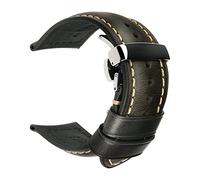 SAXTZDS 18mm - 26mm Uhrenarmband aus echtem Leder Vintage-Lederarmband für Herren mit Butterfly-Schließe, 26mm