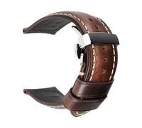 SAXTZDS 18mm - 26mm Uhrenarmband aus echtem Leder Vintage-Lederarmband für Herren mit Butterfly-Schließe, Dunkelbraun, 24mm