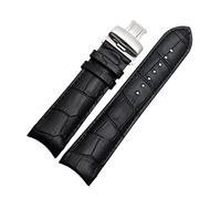 SAXTZDS Gebogenes Ende Echtes Lederarmband 22mm 23mm 24mm Herrenuhrenarmband schwarz/braunes Uhrenarmband, 22mm