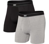 Saxx - Daytripper Boxer Brief Fly 2-Pack - Kunstfaserunterwäsche, Gr. M, grau (Black/GreyHeather)