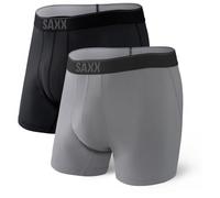 Saxx - Daytripper Boxer Brief Fly 2-Pack - Kunstfaserunterwäsche, Gr. M, grau (Black/GreyHeather)