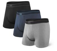 Saxx - Daytripper Boxer Brief Fly 3-Pack - Kunstfaserunterwäsche, Gr. L, grau (Black/Grey/Navy)