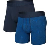 Saxx - Droptemp Cooling Cotton Boxer Brief Fly 2-Pack - Kunstfaserunterwäsche, Gr. XXL, blau (RadPlaid/DarkInk)
