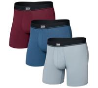 Saxx - Essential Cotton Boxer Brief Fly 3-Pack - Alltagsunterwäsche, Gr. S, grau (Tradewinds/Indigo/Maroon)