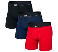 Saxx - Essential Cotton Boxer Brief Fly 3-Pack - Alltagsunterwäsche, Gr. XL, schwarz (Red/Maritime/Black)