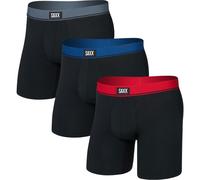 Saxx - Essential Cotton Boxer Brief Fly 3-Pack - Alltagsunterwäsche, Gr. M, schwarz (Red/Navy/TurbulenceWB)