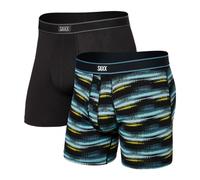 SAXX Herren Unterwäsche Boxer Briefs - Daytripper Boxershorts mit integrierter Beutelunterstützung - 2er Pack Unterwäsche für Männer, Broadcast Stripe/Schwarz, Medium-Large