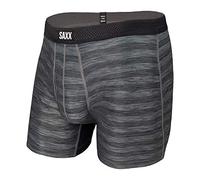 Saxx Men's Underwear Herrenunterwäsche - DROPTEMP™ Kühlendes Mesh Herren Boxershorts mit integrierter Pouch TM Unterstützung, Schwarz Meliert, Mittel