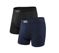 Saxx Men's Underwear Herrenunterwäsche - Ultra Super Weich Boxer-Slips mit integrierter Pouch TM Unterstützung - 2er Packung, Schwarz/Marine Blau, Groß