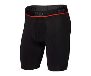 Saxx Men's Underwear Unterwäsche Herren Boxershorts mit langem Bein - Kinetic Leichtes Kompressions Mesh Herrenunterhosen mit integrierter Pouch TM Unterstützung, Blackout, Klein