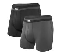 Saxx Men's Underwear Unterwäsche Herren Boxershorts- Sport MESH Herren Unterhosen mit integrierter Ballpark Pouch TM Unterstützung - 2er Packung, Schwarz/Graphite, Klein