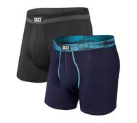 Saxx Men's Underwear Unterwäsche Herren Boxershorts- Sport MESH Herren Unterhosen mit integrierter Ballpark Pouch TM Unterstützung - 2er Packung, Marine Blau Digi DNA/Schwarz, XS